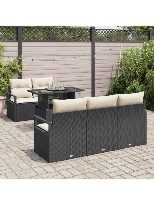 Aia diivanikomplekt 6 tk must ja kreemjas 100 x 55 x 73 cm