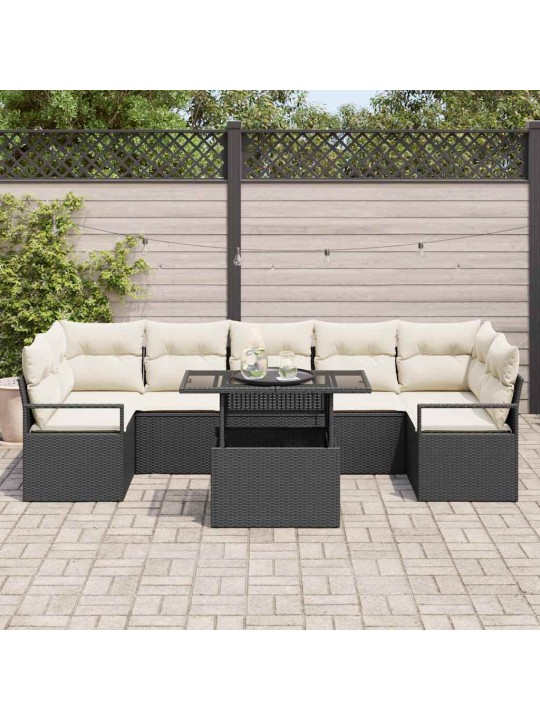 Aia diivanikomplekt 8 tk must ja kreemjas 100 x 55 x 73 cm