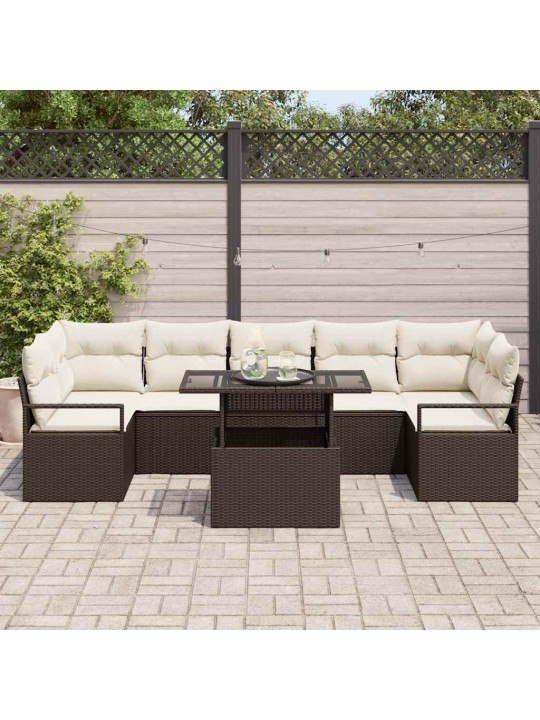 Aia diivanikomplekt 8 tk pruun ja kreemjas 100 x 55 x 73 cm