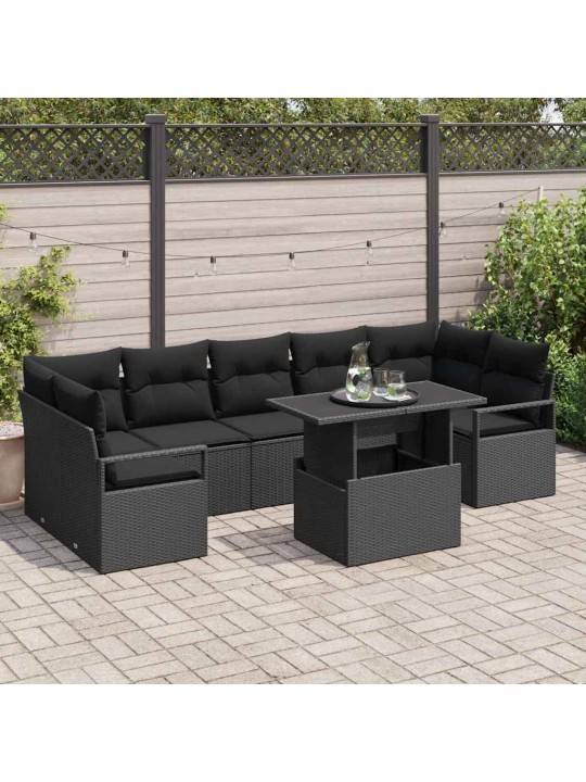 Aia diivanikomplekt padjaga 8 tk must 100 x 55 x 73 cm