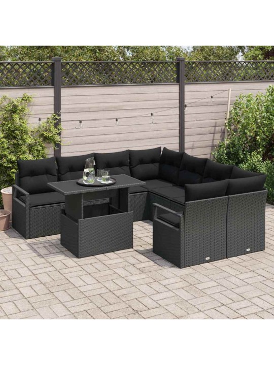 Aia diivanikomplekt padjaga 9 tk must 100 x 55 x 73 cm