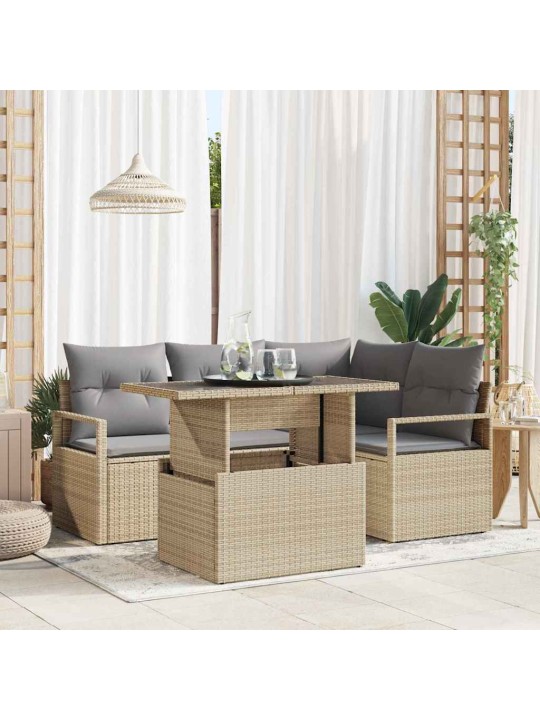 Aia diivanikomplekt 5 tk beež ja helehall 100 x 55 x 73 cm