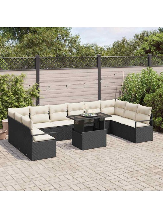 Aia diivanikomplekt 11 tk must ja kreemjas 100 x 55 x 73 cm