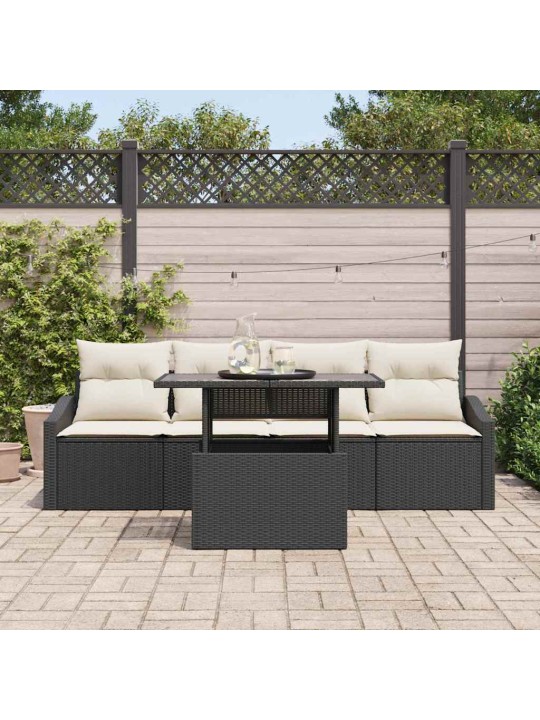 Aia diivanikomplekt 5 tk must ja kreemjas 100 x 55 x 73 cm
