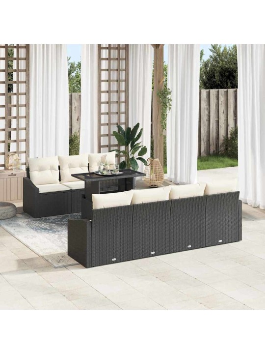 Aia diivanikomplekt 8 tk must ja kreemjas 100 x 55 x 73 cm