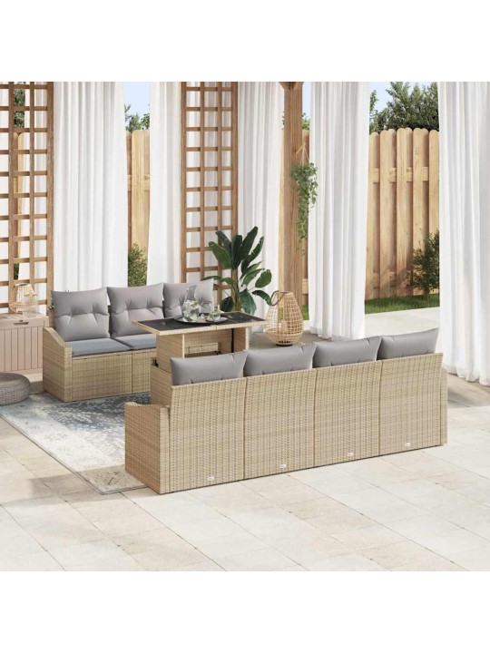 Aia diivanikomplekt 8 tk beež ja helehall 100 x 55 x 73 cm