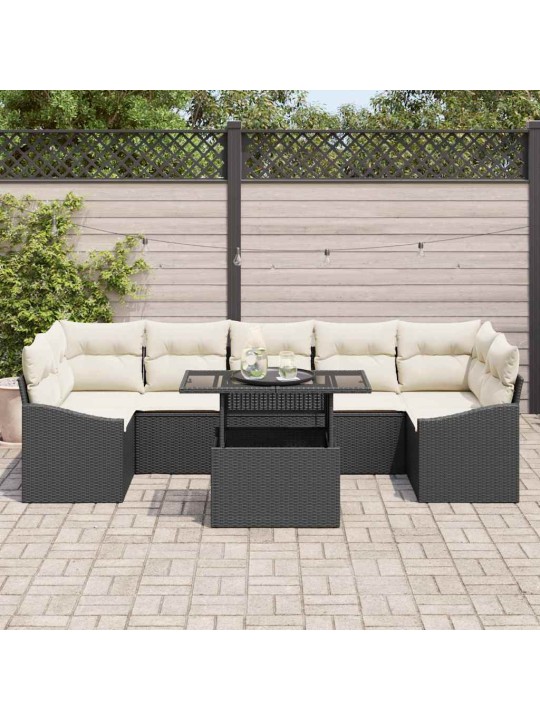 Aia diivanikomplekt 8 tk must ja kreemjas 100 x 55 x 73 cm