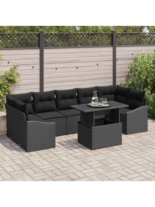 Aia diivanikomplekt padjaga 8 tk must 100 x 55 x 73 cm