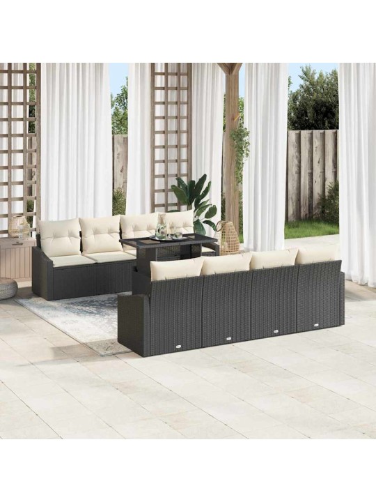 Aia diivanikomplekt 7 tk must ja kreemjas 100 x 55 x 73 cm