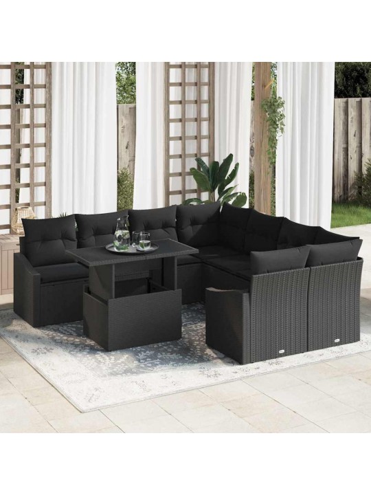 Aia diivanikomplekt padjaga 9 tk must 100 x 55 x 73 cm