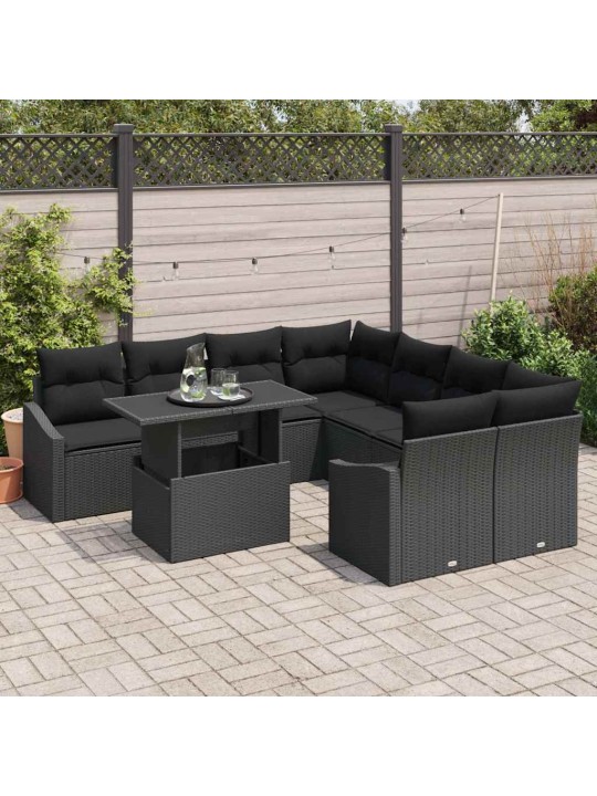 Aia diivanikomplekt padjaga 9 tk must 100 x 55 x 73 cm