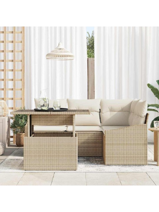 Aia diivanikomplekt 5 tk beež ja kreemjas 100 x 55 x 73 cm