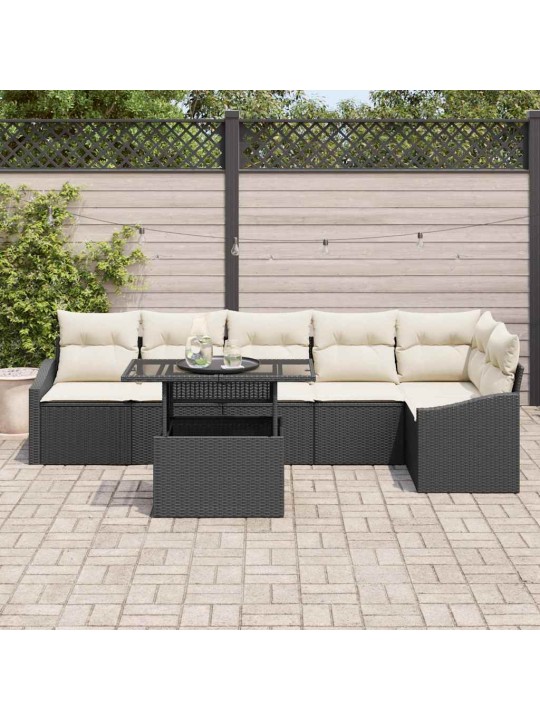 Aia diivanikomplekt 7 tk must ja kreemjas 100 x 55 x 73 cm