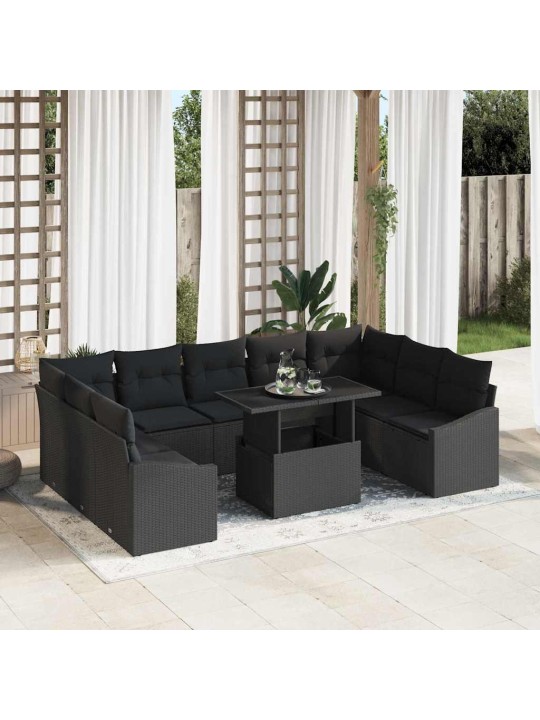 Aia diivanikomplekt padjaga 10 tk must 100 x 55 x 73 cm