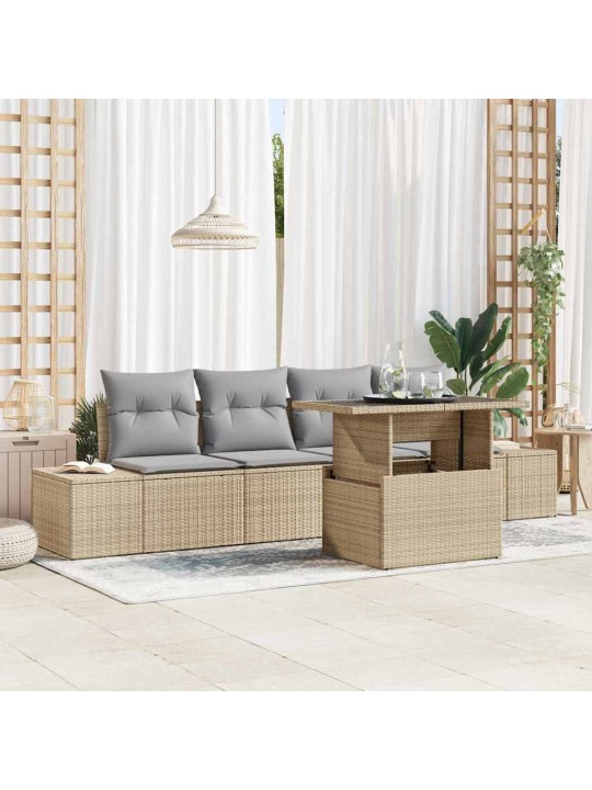 Aia diivanikomplekt 5 tk beež ja helehall 100 x 55 x 73 cm