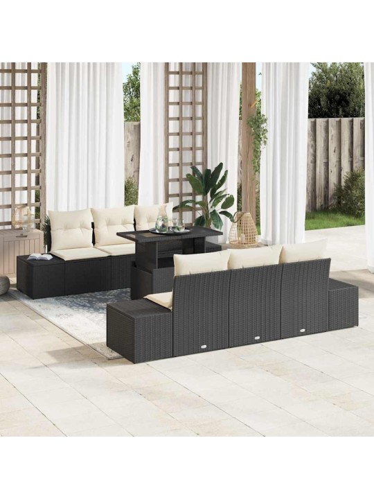 Aia diivanikomplekt 7 tk must ja kreemjas 100 x 55 x 73 cm