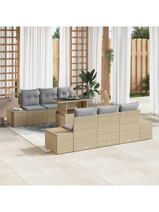 Aia diivanikomplekt 7 tk beež ja helehall 100 x 55 x 73 cm