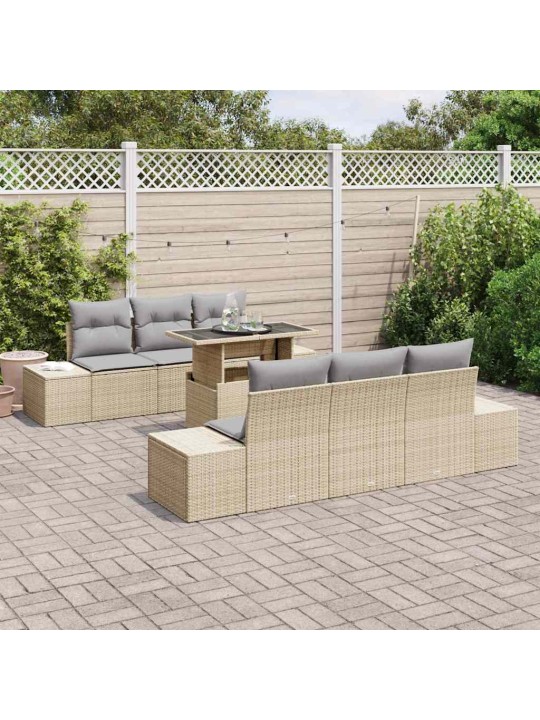 Aia diivanikomplekt 7 tk beež ja helehall 100 x 55 x 73 cm