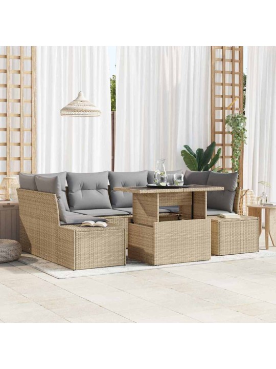 Aia diivanikomplekt 7 tk beež ja helehall 100 x 55 x 73 cm