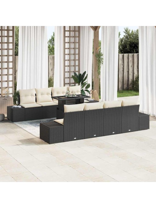 Aia diivanikomplekt 7 tk must ja kreemjas 100 x 55 x 73 cm