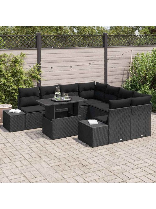 Aia diivanikomplekt padjaga 9 tk must 100 x 55 x 73 cm
