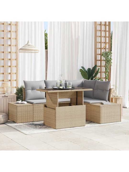 Aia diivanikomplekt 5 tk beež ja helehall 100 x 55 x 73 cm