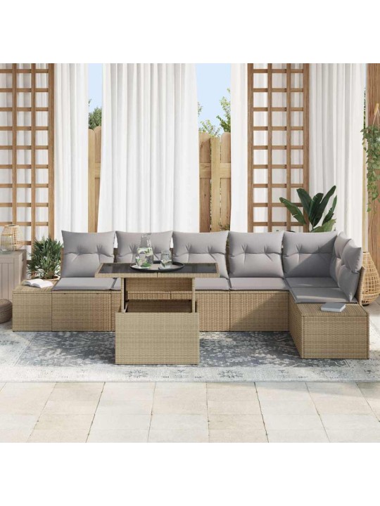 Aia diivanikomplekt 7 tk beež ja helehall 100 x 55 x 73 cm