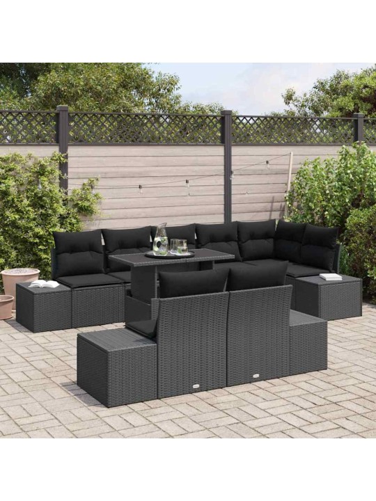 Aia diivanikomplekt padjaga 9 tk must 100 x 55 x 73 cm