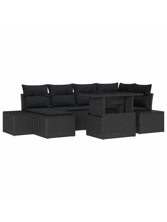 Aia diivanikomplekt 7 tk must polü rattan, pulberkattega teras
