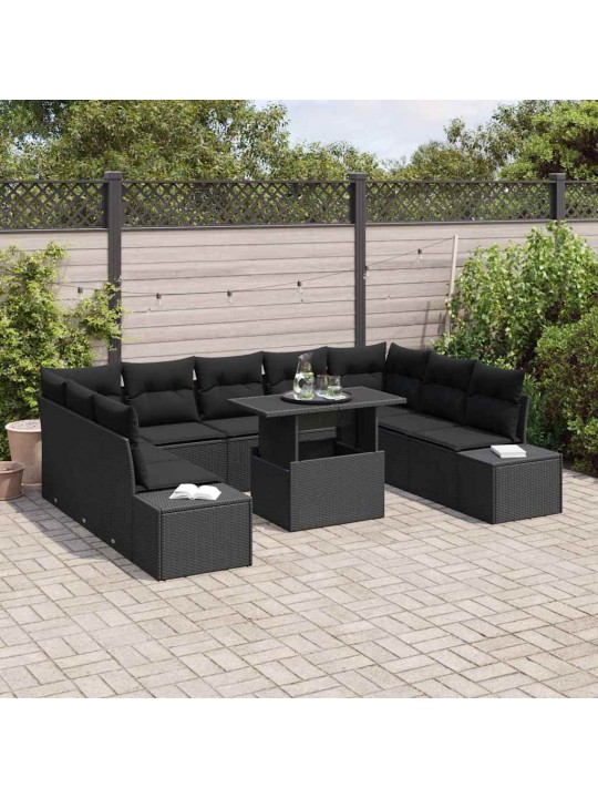 Aia diivanikomplekt padjaga 10 tk must 100 x 55 x 73 cm