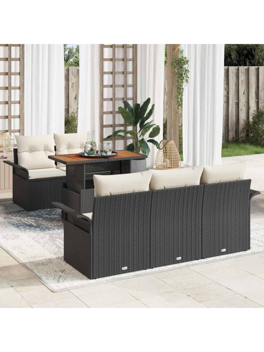 Aia diivanikomplekt 6 tk must ja kreemjas 100 x 55 x 73 cm