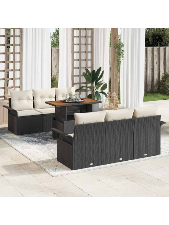 Aia diivanikomplekt 7 tk must ja kreemjas 100 x 55 x 73 cm