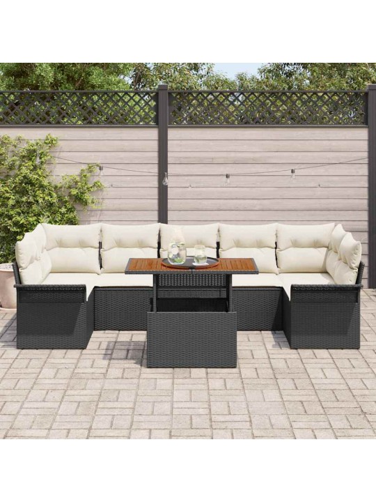 Aia diivanikomplekt 8 tk must ja kreemjas 100 x 55 x 73 cm