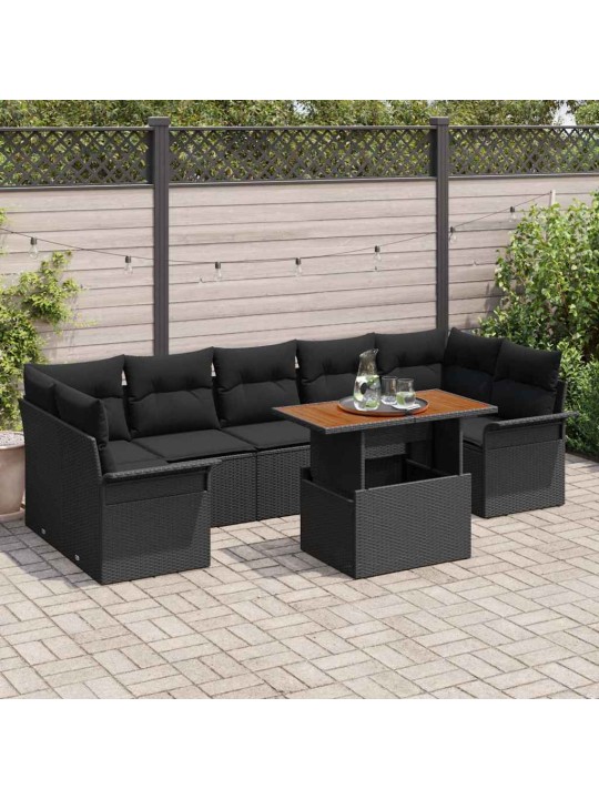 Aia diivanikomplekt padjaga 8 tk must 100 x 55 x 73 cm