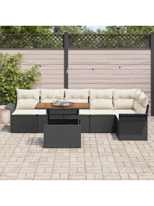 Aia diivanikomplekt 7 tk must ja kreemjas 100 x 55 x 73 cm