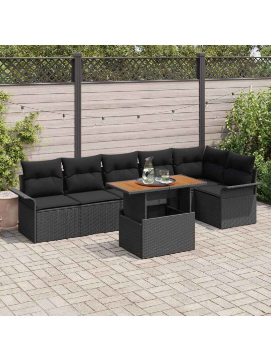 Aia diivanikomplekt padjaga 7 tk must 100 x 55 x 73 cm