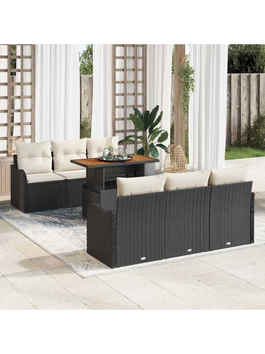 Aia diivanikomplekt 7 tk must ja kreemjas 100 x 55 x 73 cm