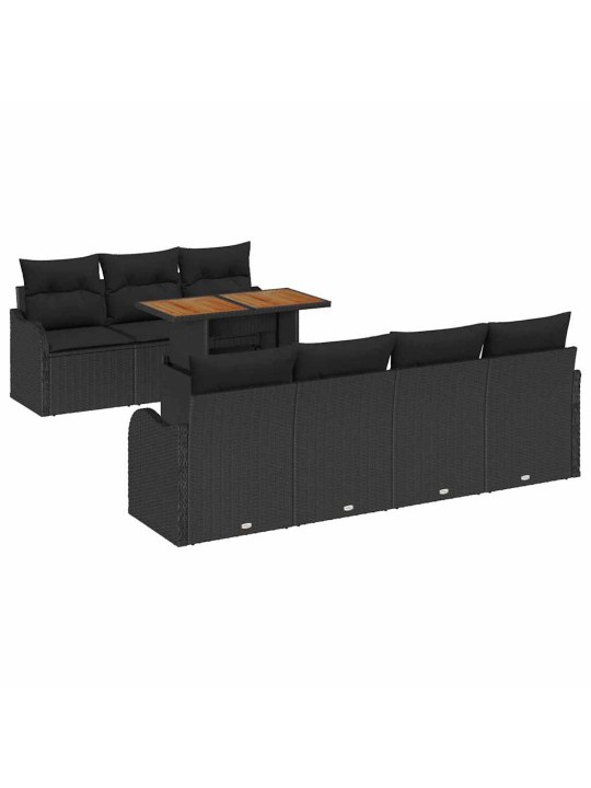 Aia diivanikomplekt padjaga 8 tk must 100 x 55 x 73 cm