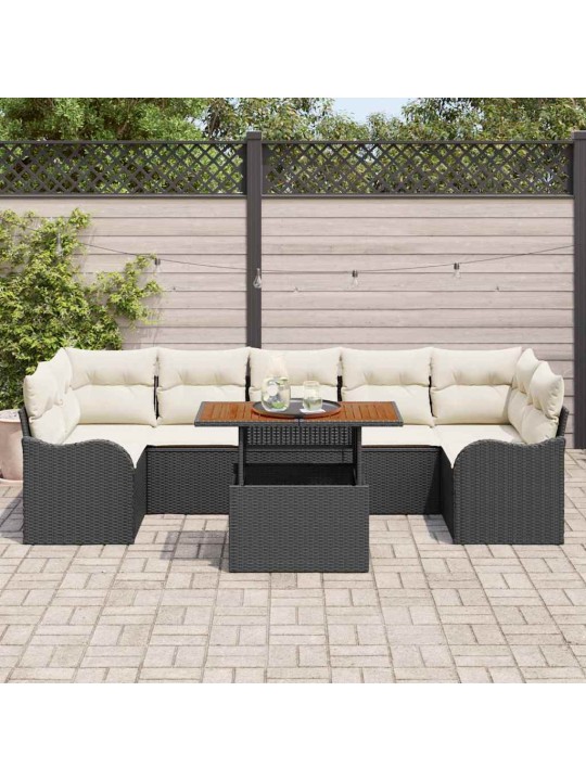Aia diivanikomplekt 8 tk must ja kreemjas 100 x 55 x 73 cm
