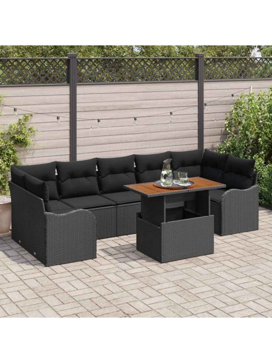 Aia diivanikomplekt padjaga 8 tk must 100 x 55 x 73 cm