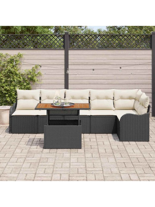 Aia diivanikomplekt 7 tk must ja kreemjas 100 x 55 x 73 cm
