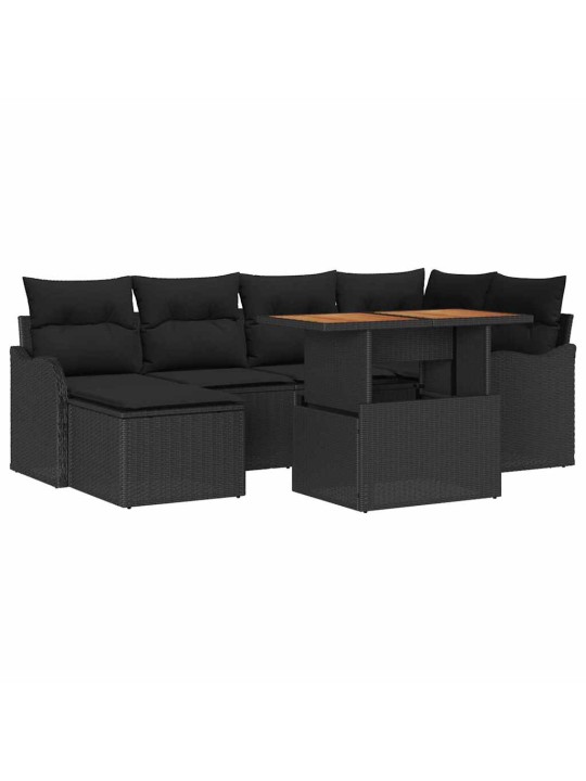 Aia diivanikomplekt 7 tk must polü rattan, pulberkattega teras