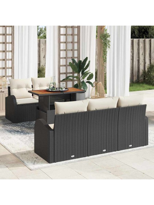 Aia diivanikomplekt 6 tk must ja kreemjas 100 x 55 x 73 cm