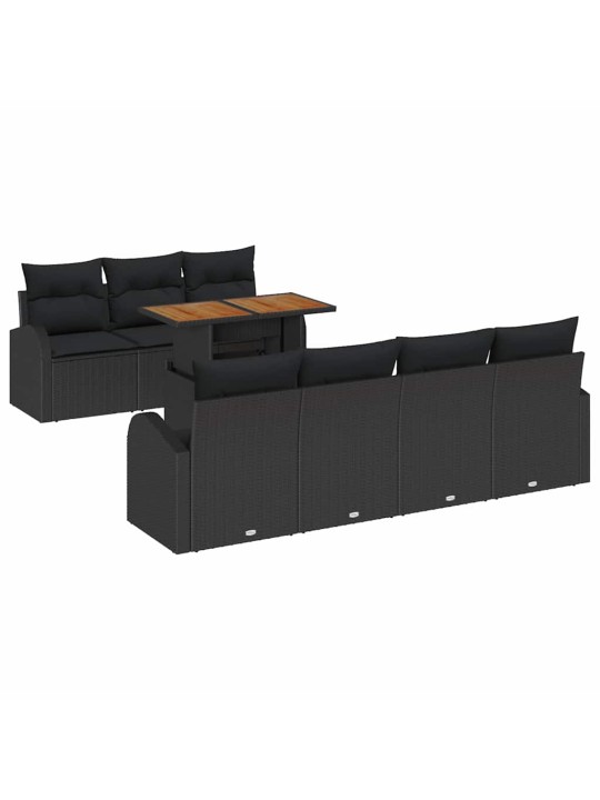Aia diivanikomplekt padjaga 8 tk must 100 x 55 x 73 cm