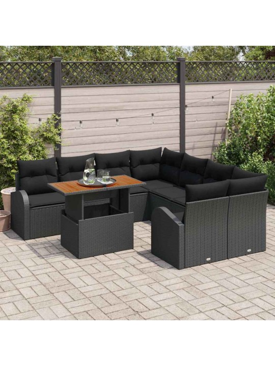 Aia diivanikomplekt padjaga 9 tk must 100 x 55 x 73 cm