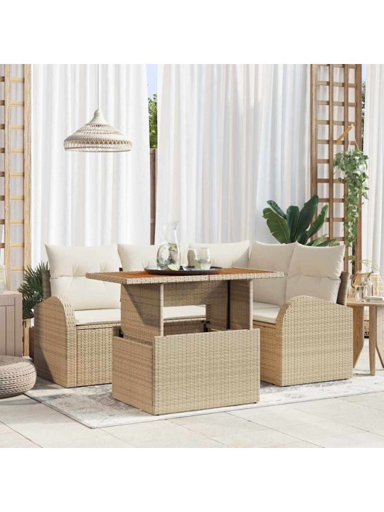 Aia diivanikomplekt 5 tk beež ja kreemjas 100 x 55 x 73 cm