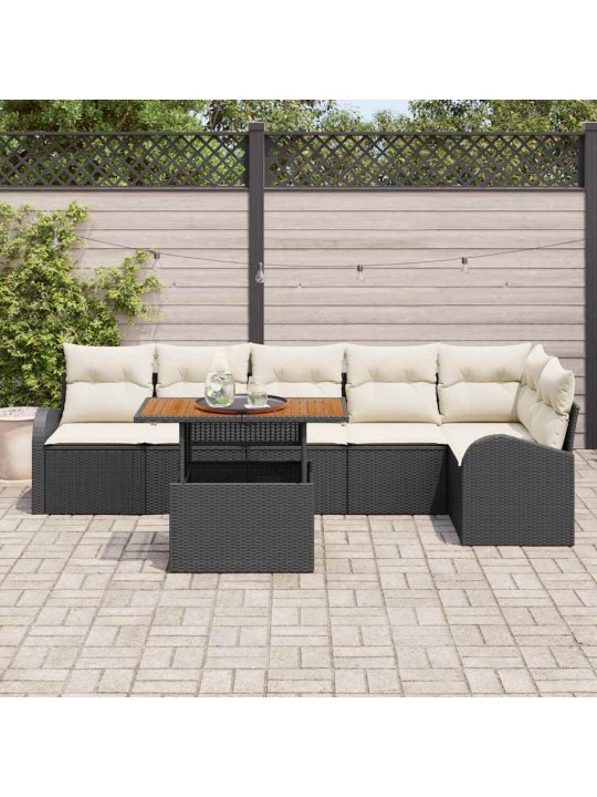 Aia diivanikomplekt 7 tk must ja kreemjas 100 x 55 x 73 cm