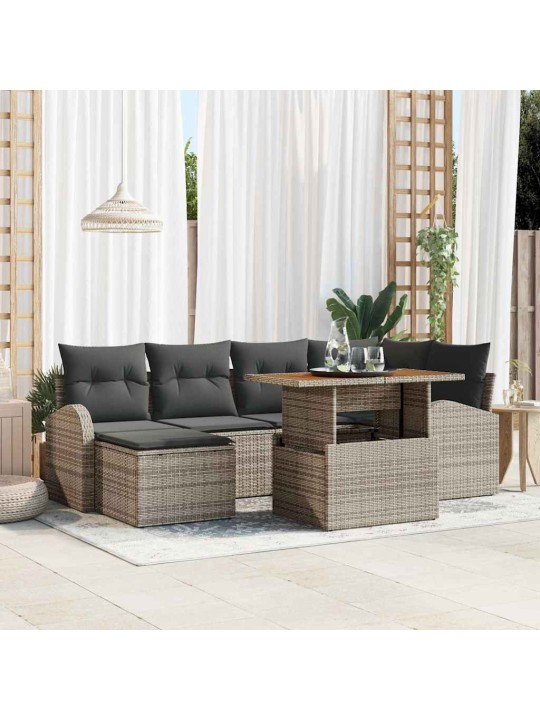 Aia diivanikomplekt 7 tk hall polü rattan, pulberkattega teras