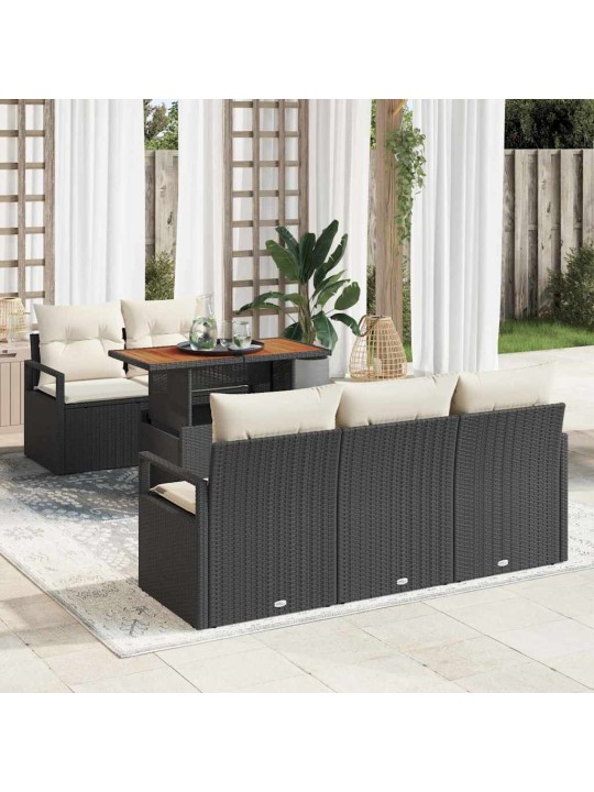 Aia diivanikomplekt 6 tk must ja kreemjas 100 x 55 x 73 cm