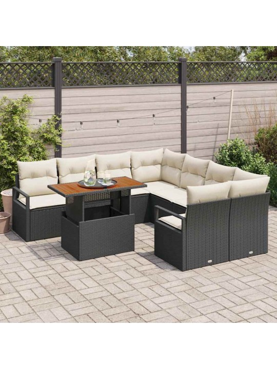 Aia söögilaudade komplekt 9 tk must ja kreem 100 x 55 x 73 cm